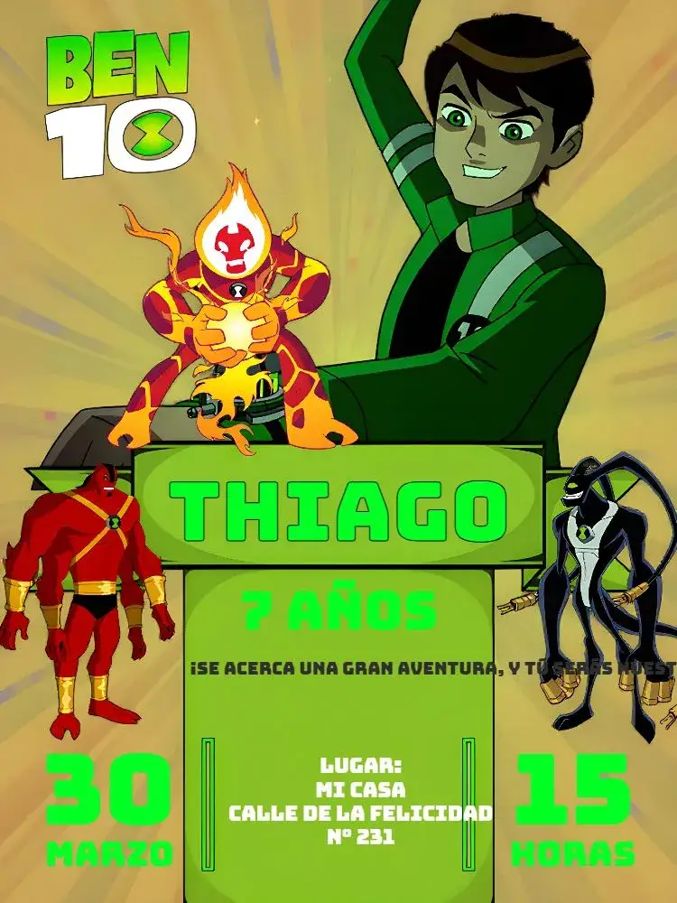 Invitación Ben 10 Alienígena