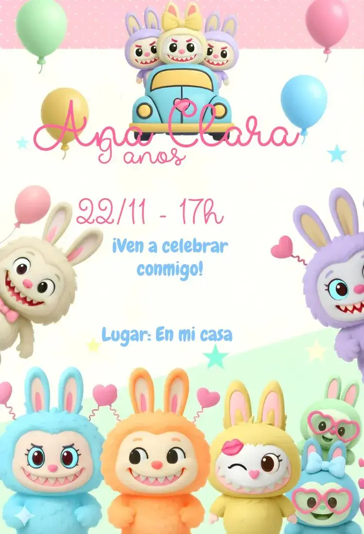 Invitación digital labubu candy color