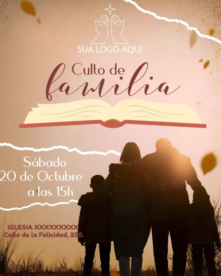 Invitación Arte Para Culto De La Familia Iglesia Flyer – tema Bautismo suave, acogedor, espiritual, moderno, familiar
