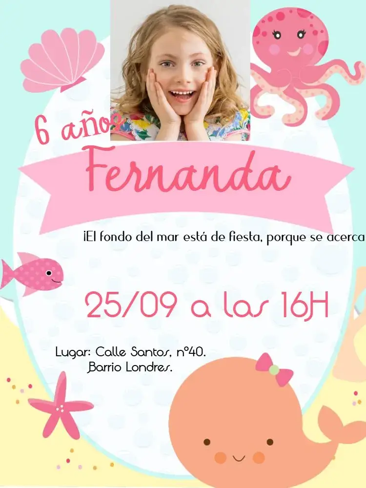Invitación Fondo Del Mar Blanco