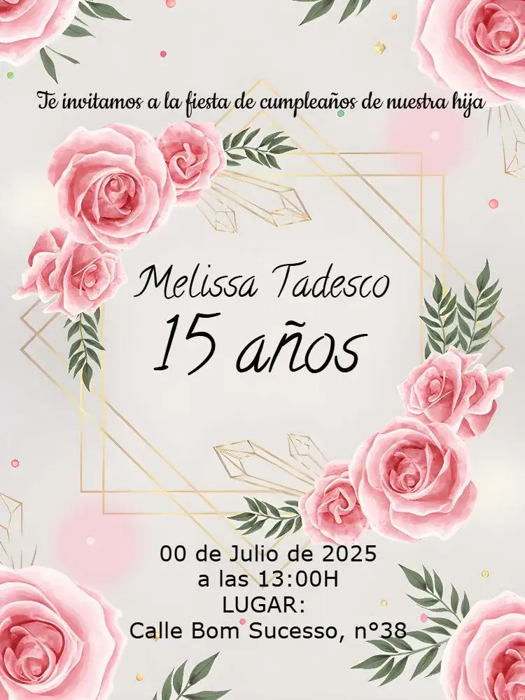 Invitación 15 Años Floral Rosa – tema 15 años floral, romántico, elegante, rosa, delicado, moderno