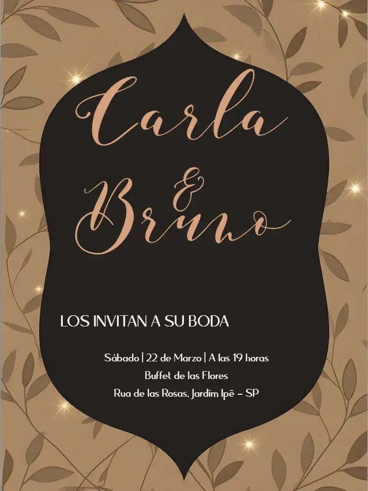 Invitación Boda Elegante en Negro