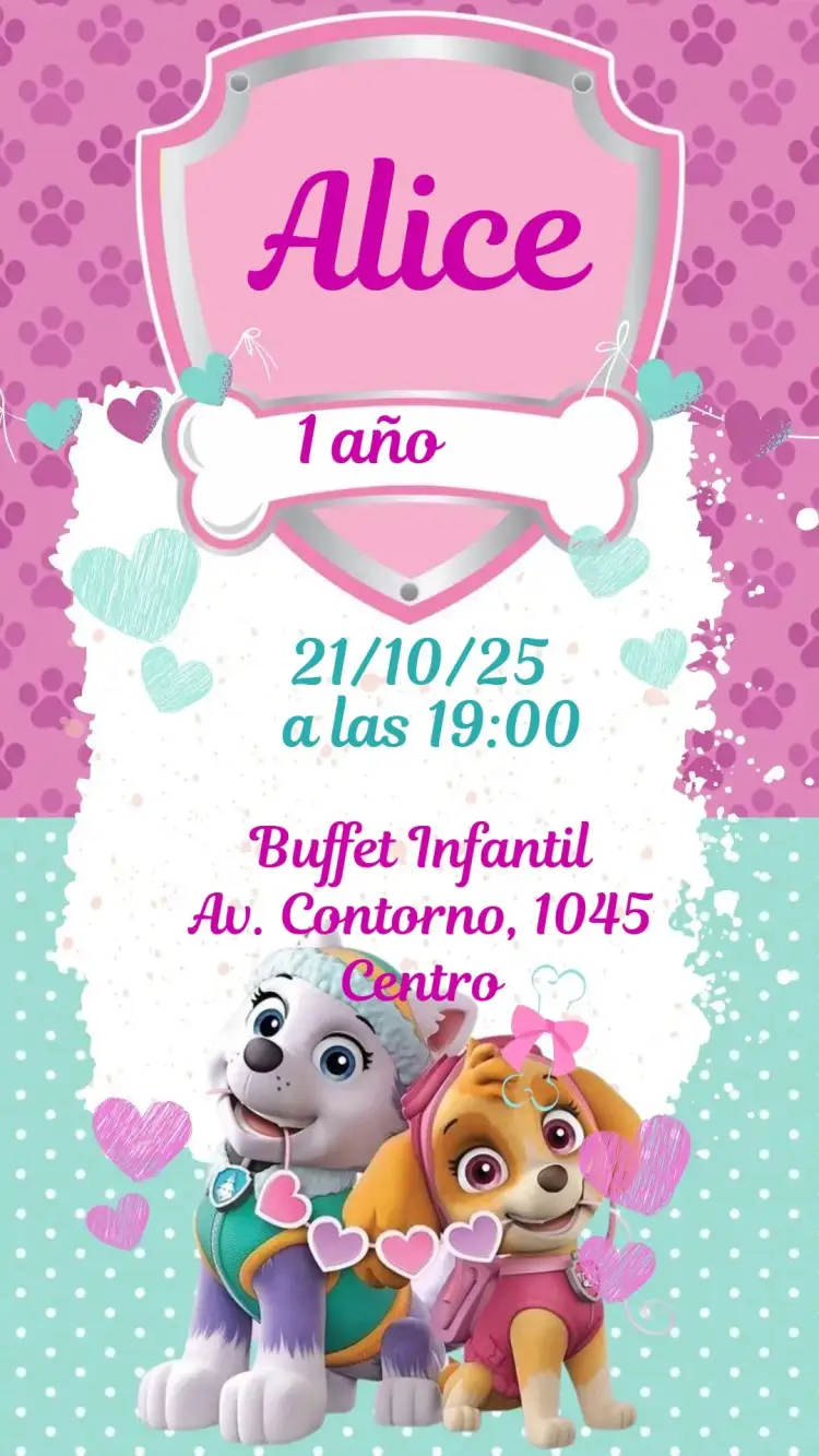 Invitación Patrulla Canina – tema Cumpleaños Infantil colorido, divertido, temático, infantil, animado