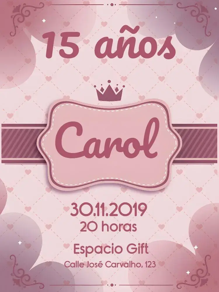 Invitación 15 Años Rosa - Reinado Pink
