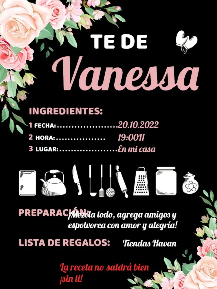 Invitación Despedida de Soltera de Cocina – tema Despedida de Soltera rústico, moderno, vintage, minimalista, culinário