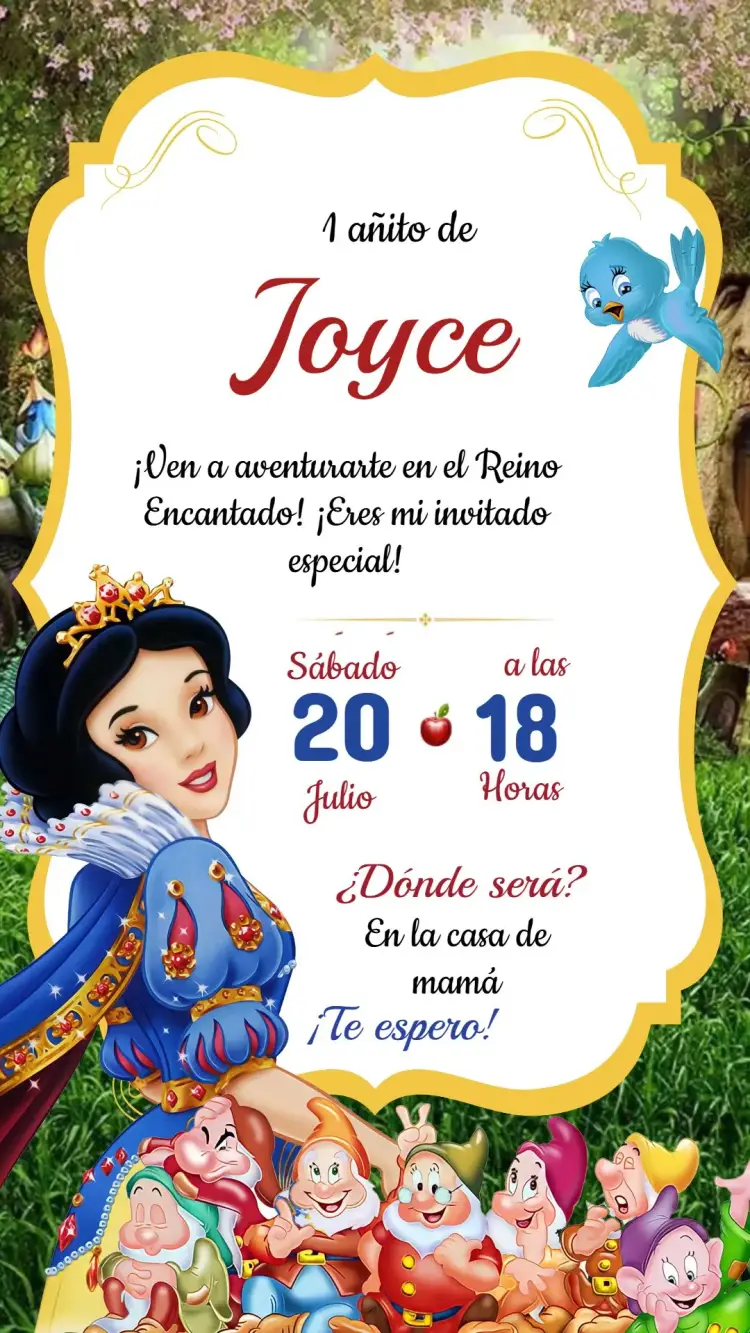 Invitación Cumpleaños Blancanieves