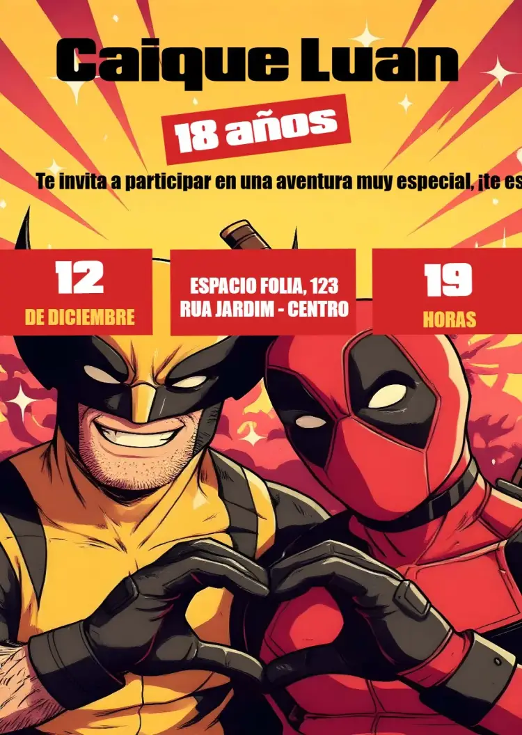 Invitación Deadpool X Wolverine Película