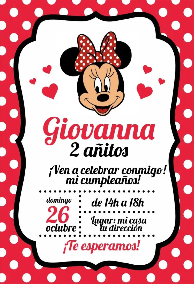 Invitación Minnie Roja