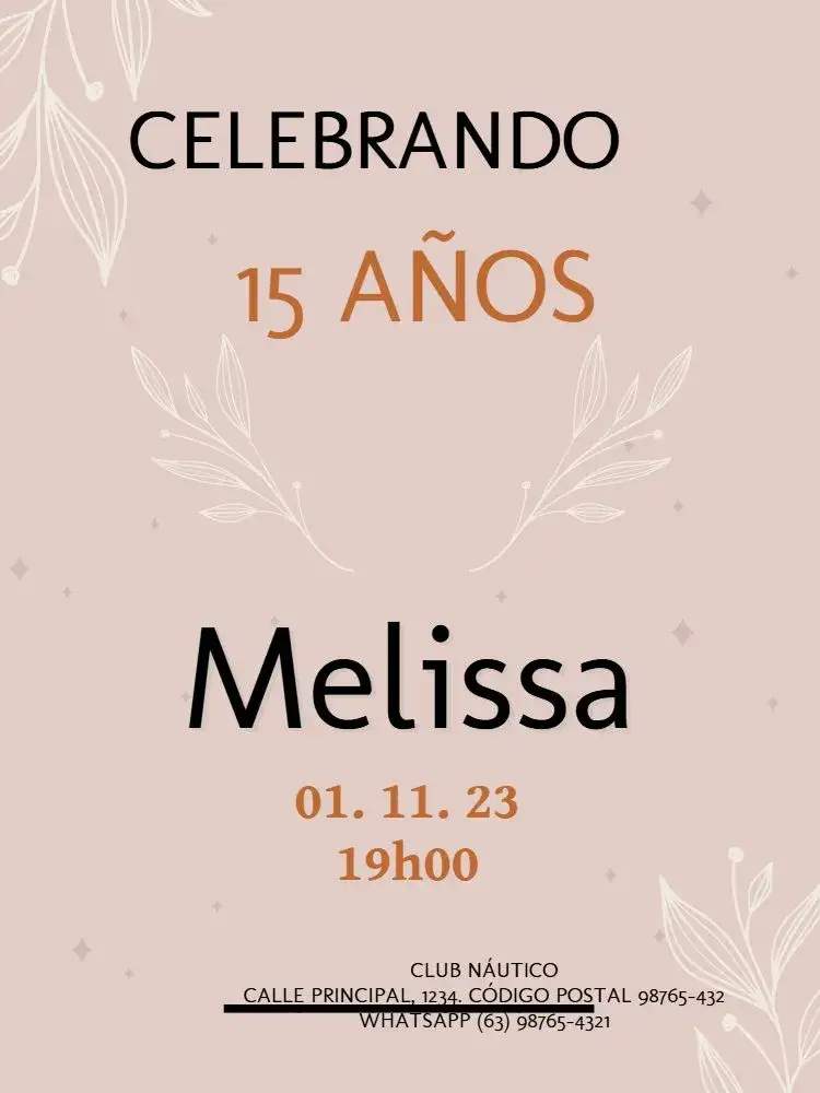 Invitación 15 Años Rosa Debutante Joven – tema Cumpleaños Infantil floral, delicado, moderno, rosa, claro, jovem