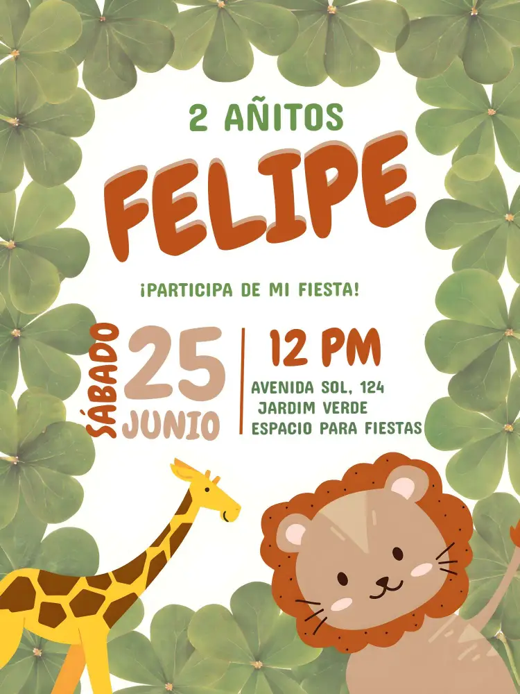 Invitación Safari Infantil
