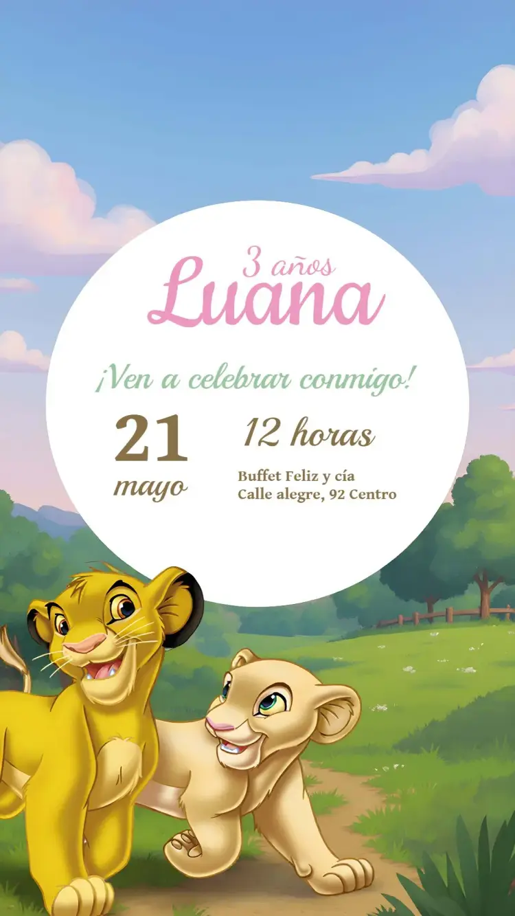 Invitación Rey León Rosa