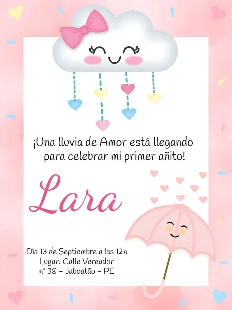 Invitación Lluvia De Amor Corazón