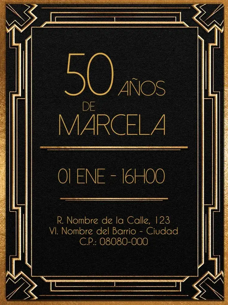 Invitación 50 Años Virtual - Elegante Geométrico