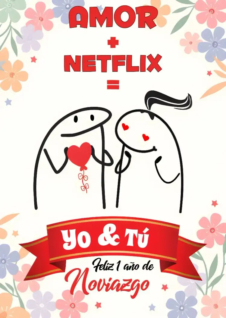 Invitación Topo De Bolo Namoro Flork Namorados – tema Topper de torta moderno, romántico, colorido, divertido, ilustraciones de pareja