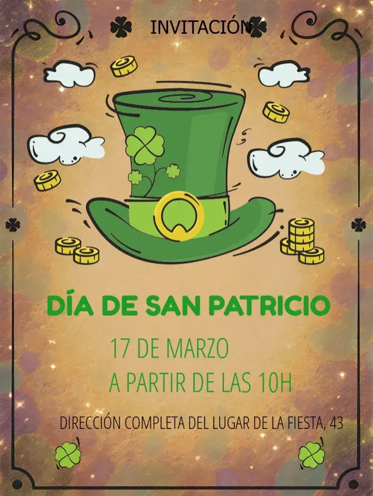 Invitación Día De San Patricio Verde – tema Fechas Conmemorativas verde, irlandés, festivo, vintage, divertido, minimalista