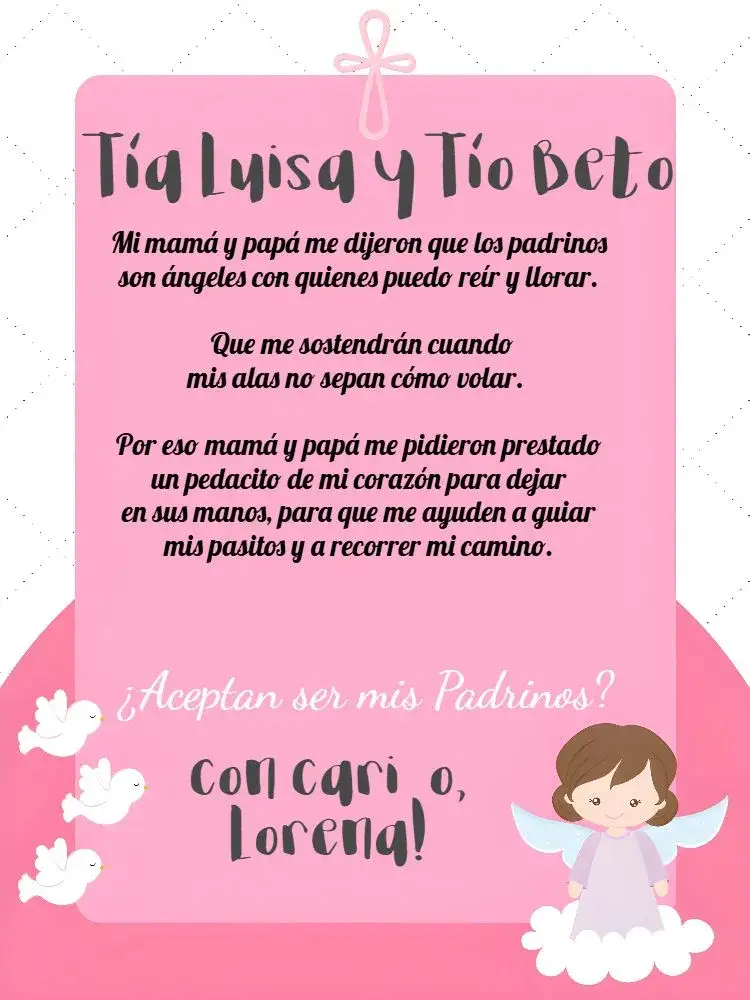 Invitación Padrinos De Bautismo Morado – tema Bautismo púrpura, religioso, delicado, moderno, ángeles, infantil
