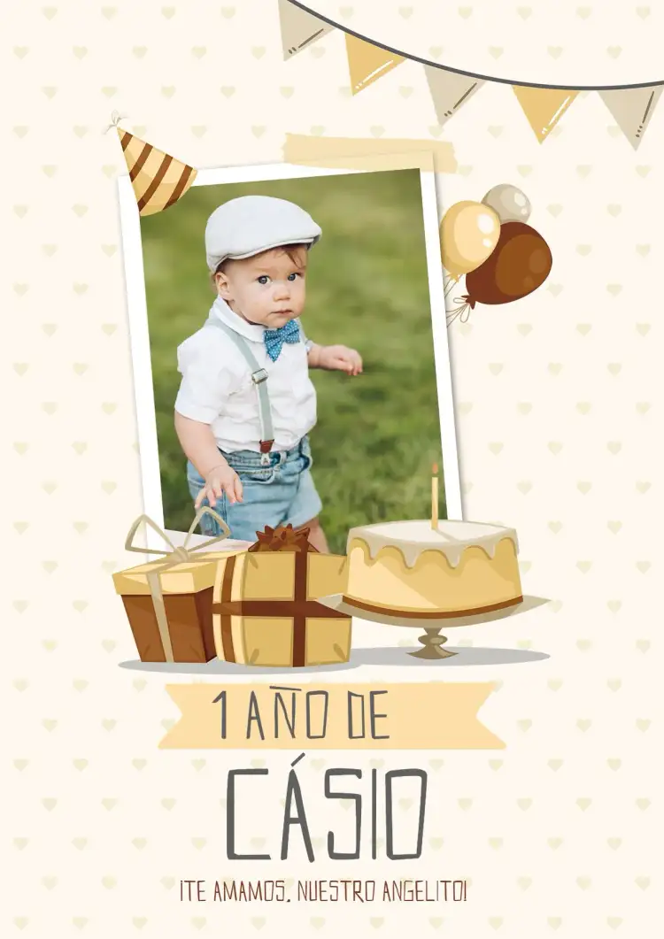 Póster De 1 Año Con Foto Pastel
