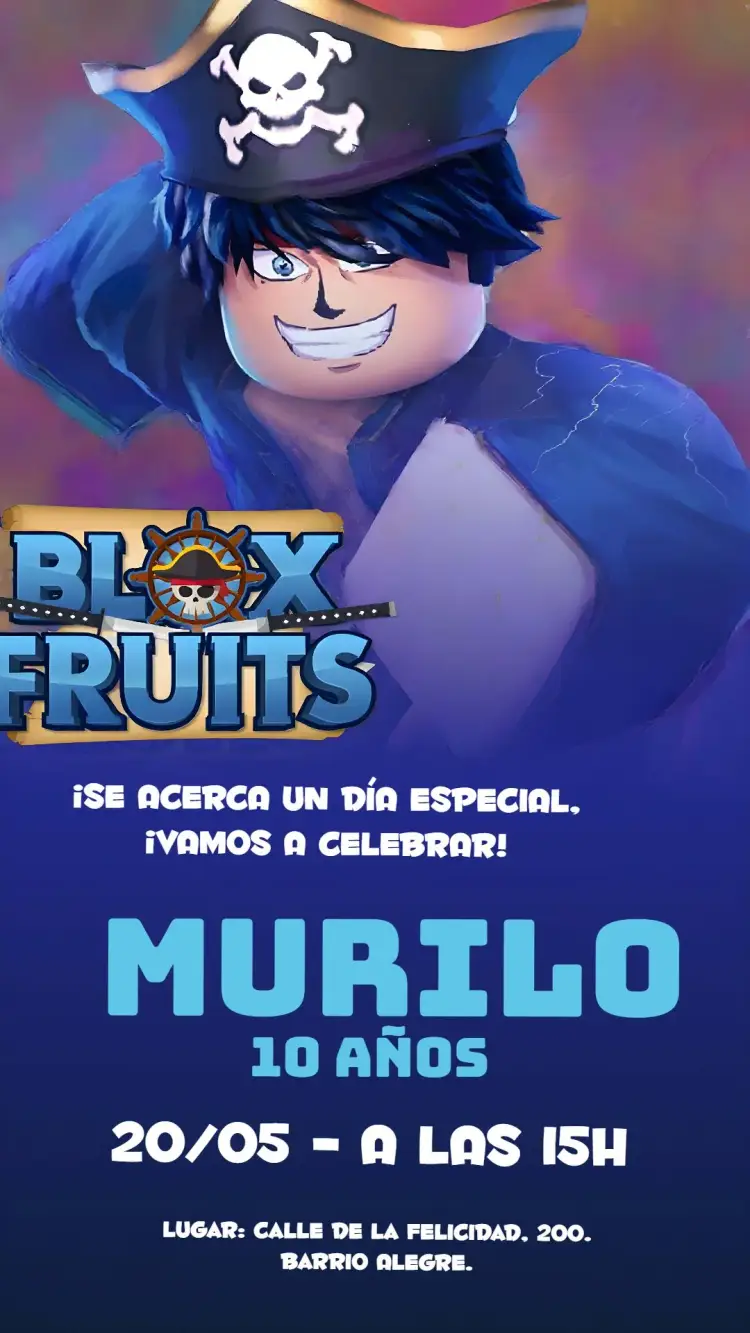 Invitación Blox Fruits Azul