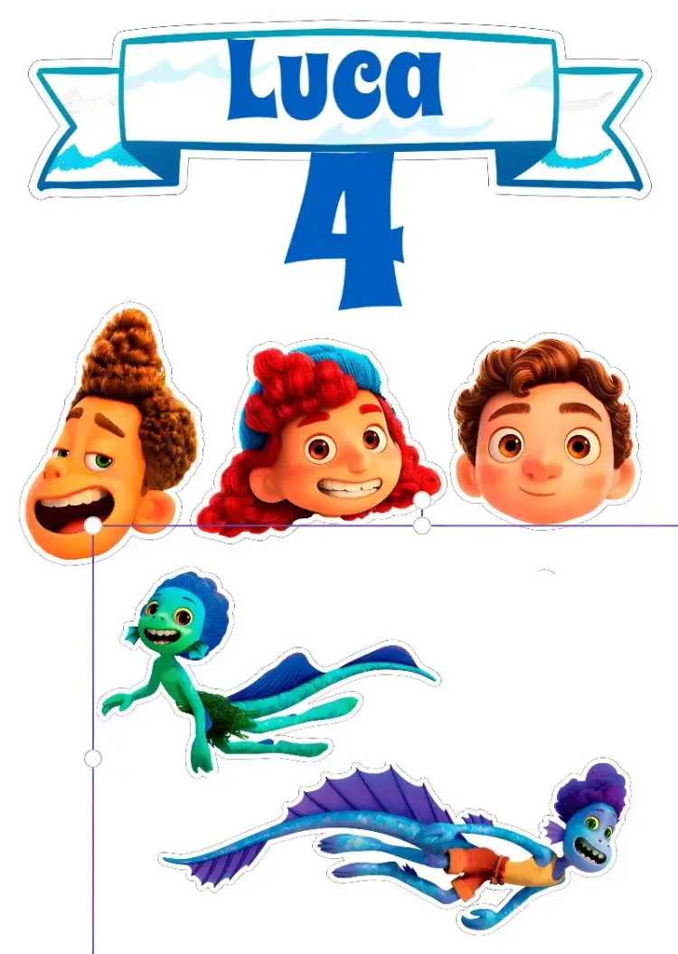 Invitación Topper de Pastel Luca Disney para Imprimir