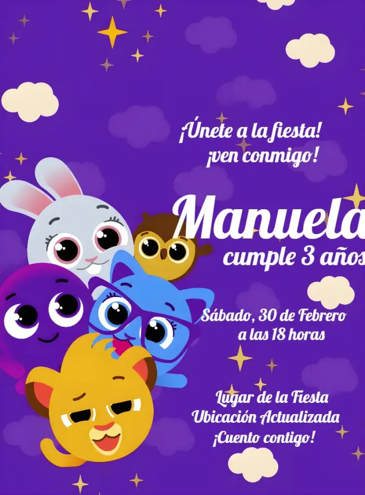Invitación Bolofufos editable y personalizable