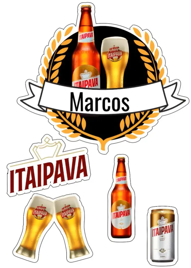 Invitación Topper de Pastel de Cerveza Itaipava – tema Topper de torta moderno, colorido, divertido, boteco, temático, vibrante