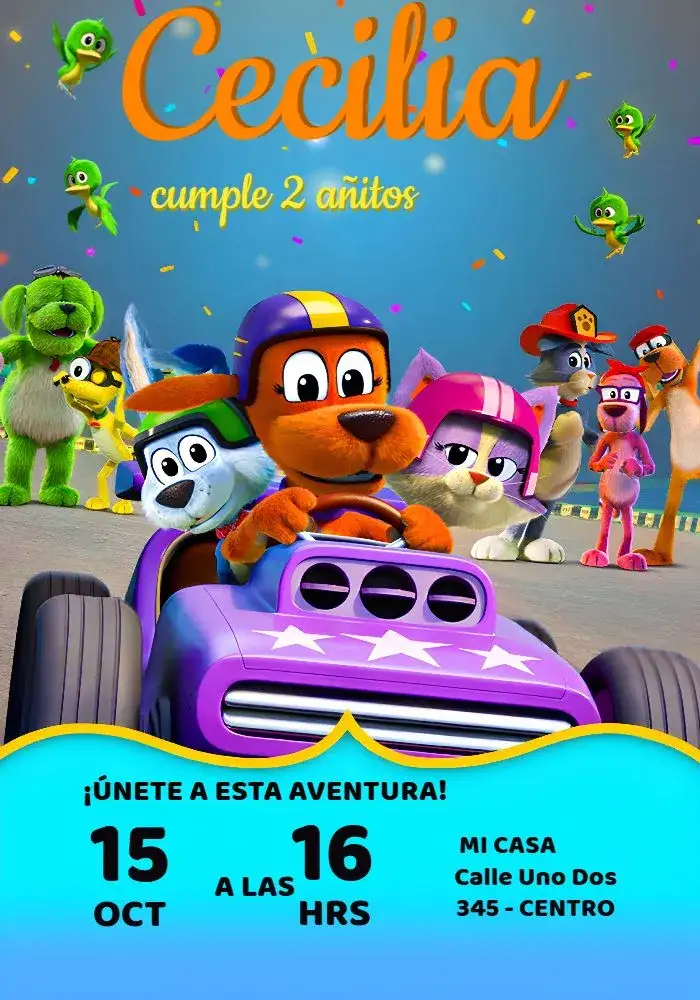 Invitación Vai Cachorro Netflix – tema Más buscados colorido, divertido, moderno, infantil, temático, animales