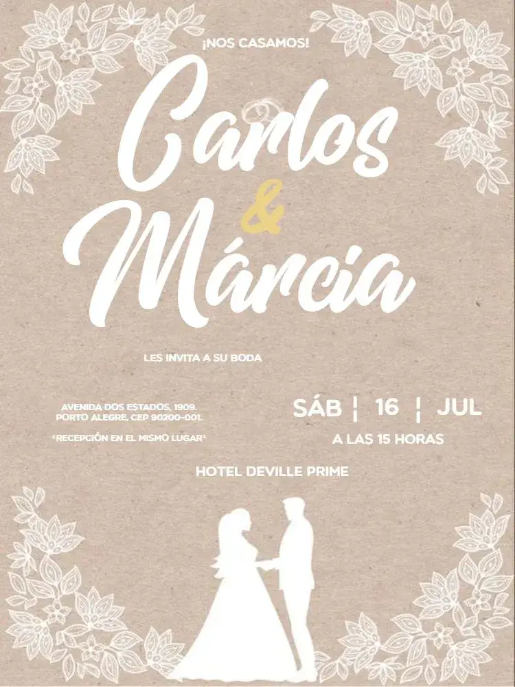 Invitación Boda Rústica Para Editar Elegante