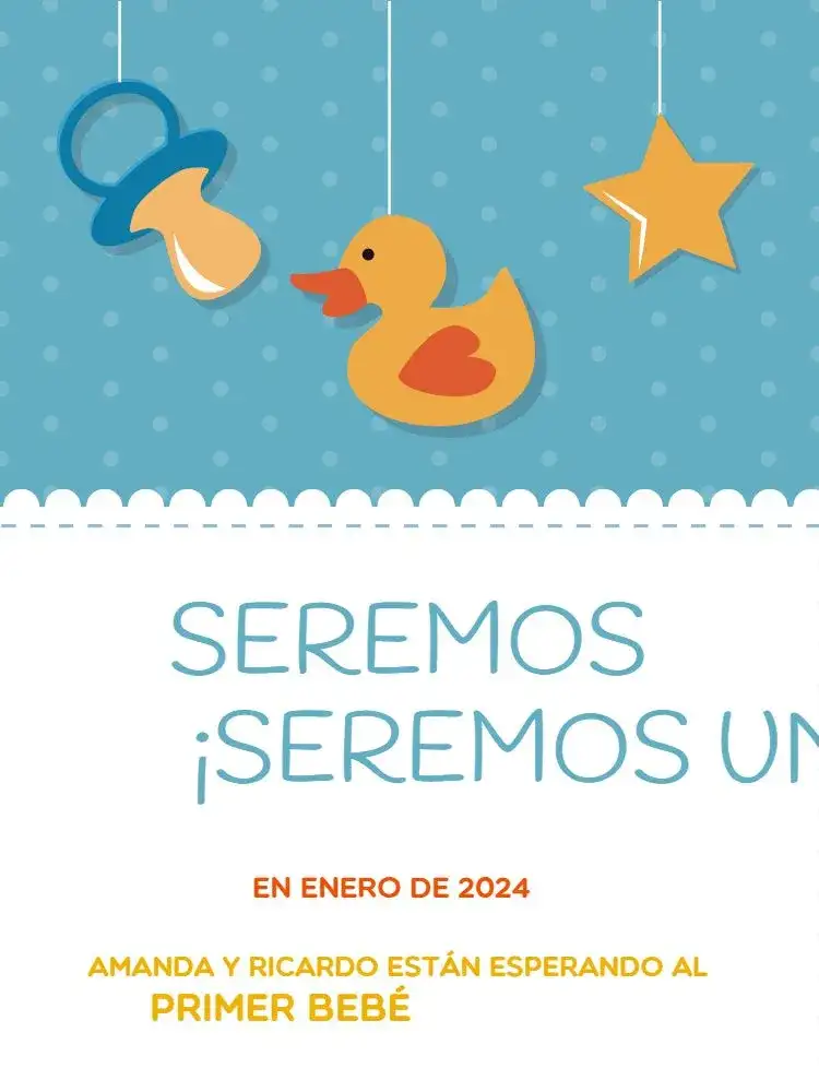 Tarjeta De Anuncio Embarazo Azul Encuentro