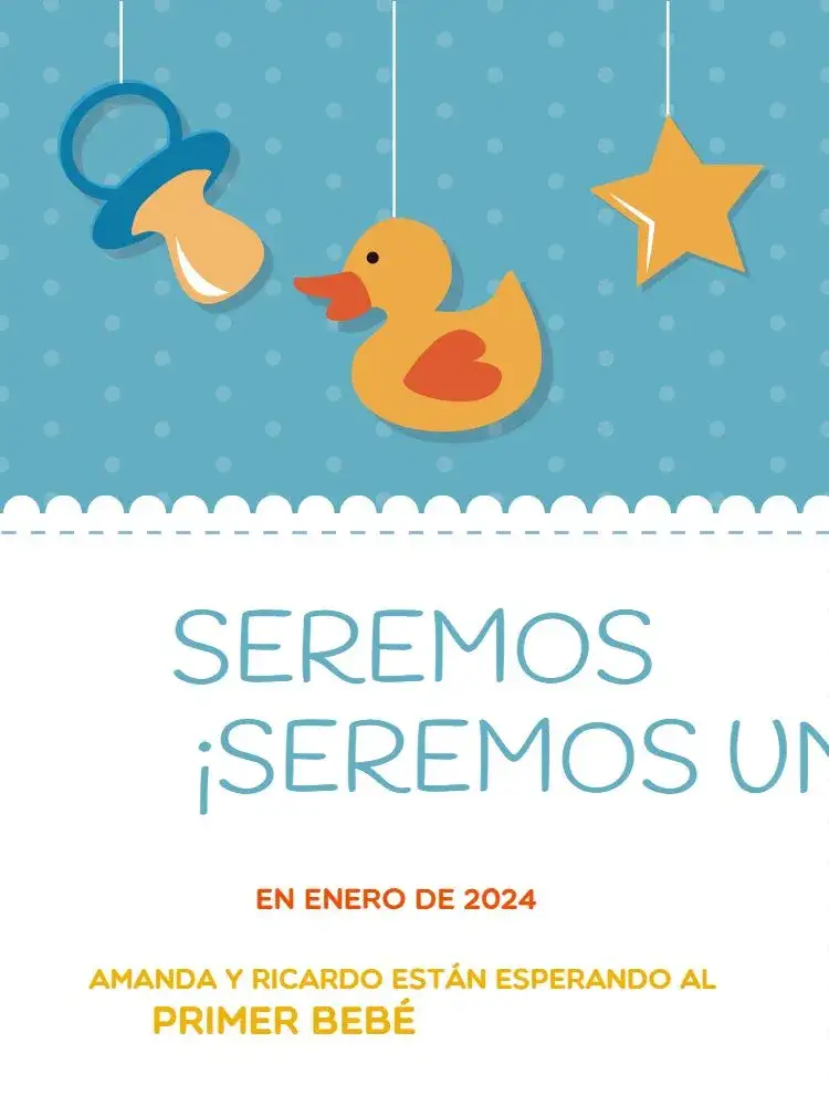 Invitación Tarjeta De Anuncio Embarazo Azul Encuentro – tema Tarjeta azul claro, infantil, lúdico, moderno, alegre, brinquedos