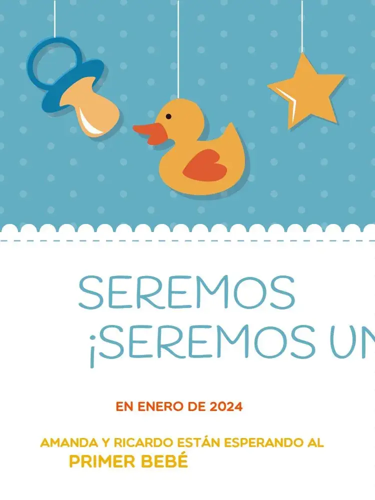 Invitación Tarjeta De Anuncio Embarazo Azul Encuentro