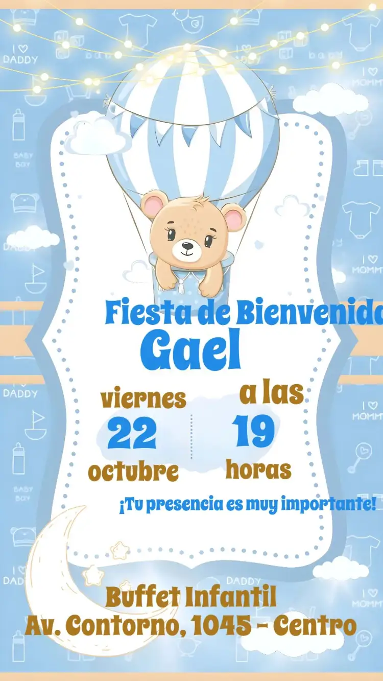 Invitación Baby Shower – tema Baby Shower pastel, tierno, lúdico, delicado, moderno, infantil