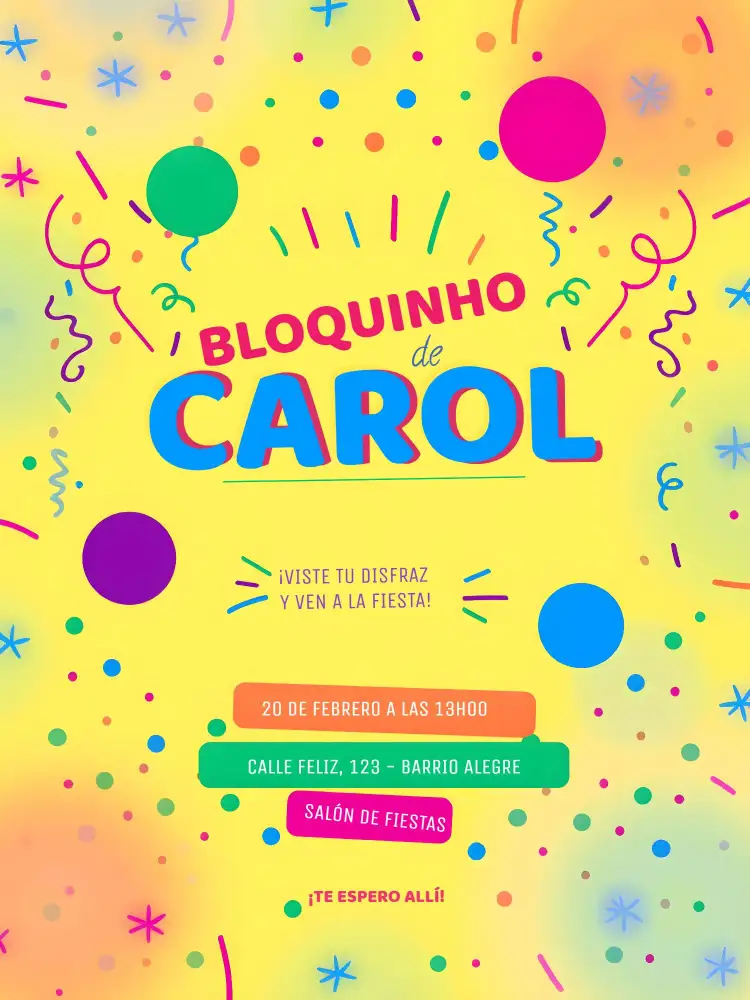 Invitación Fiesta De Carnaval Morado – tema Fechas Conmemorativas carnaval, colorido, divertido, moderno, vibrante, festivo