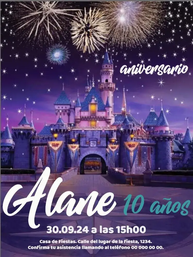 Invitación Castillo Celebración Princesa