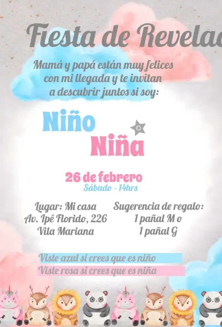 Invitación Baby Shower Boy and Girl Pink editable y personalizable