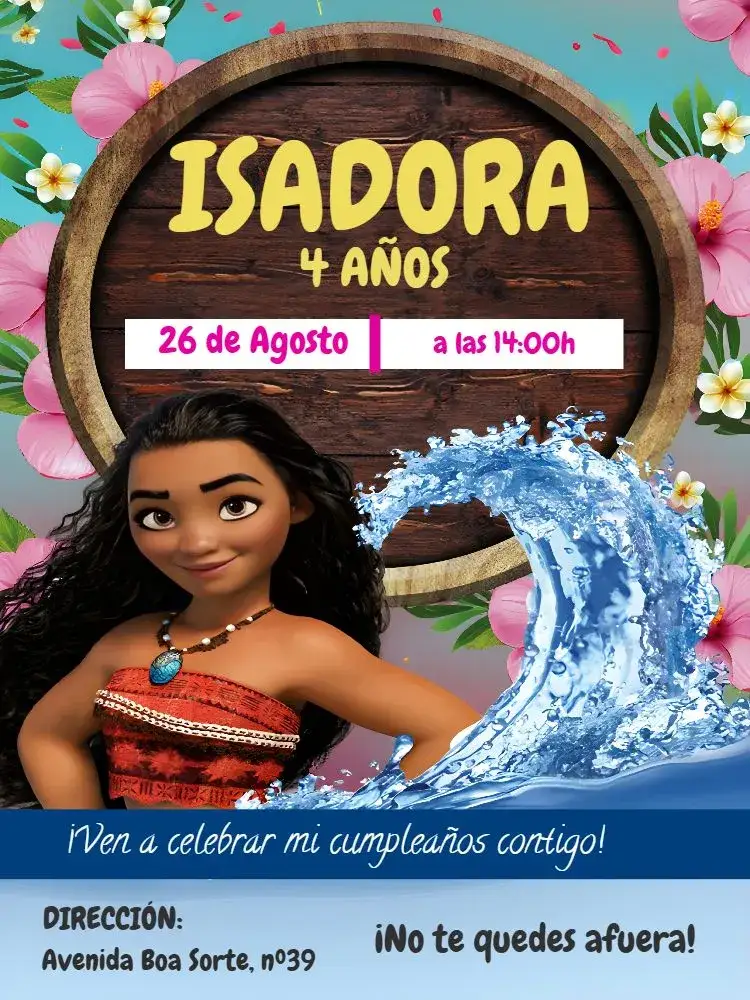 Invitación Moana Colorido – tema Más buscados colorido, temático, marino, aventura, vibrante