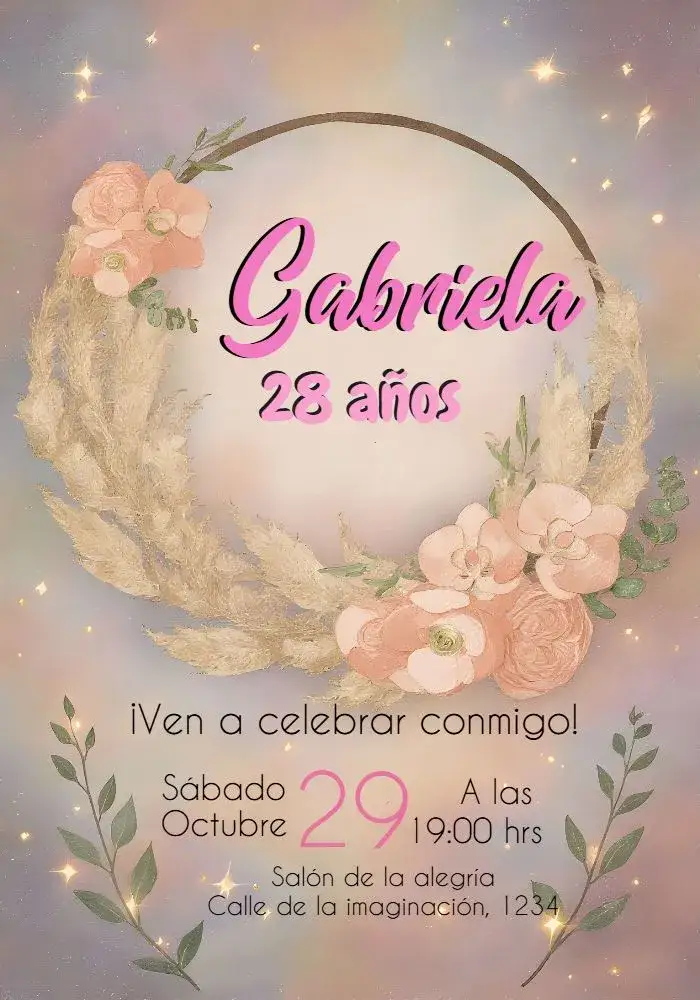 Invitación Rosas Florales – tema Cumpleaños floral, elegante, moderno, romántico, sophisticated, vibrante