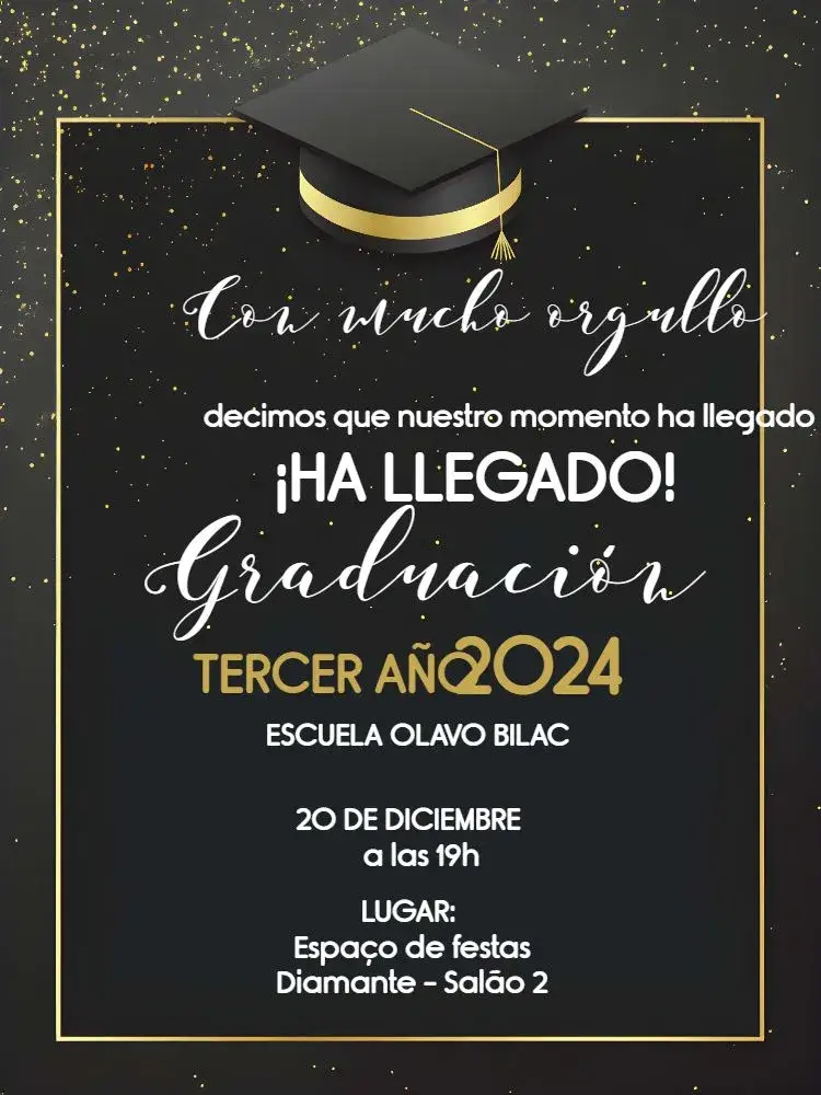 Invitación Graduación de Tercero de Secundaria editable y personalizable