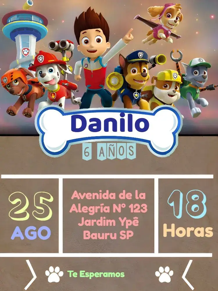 Invitación Patrulla Canina Hueso