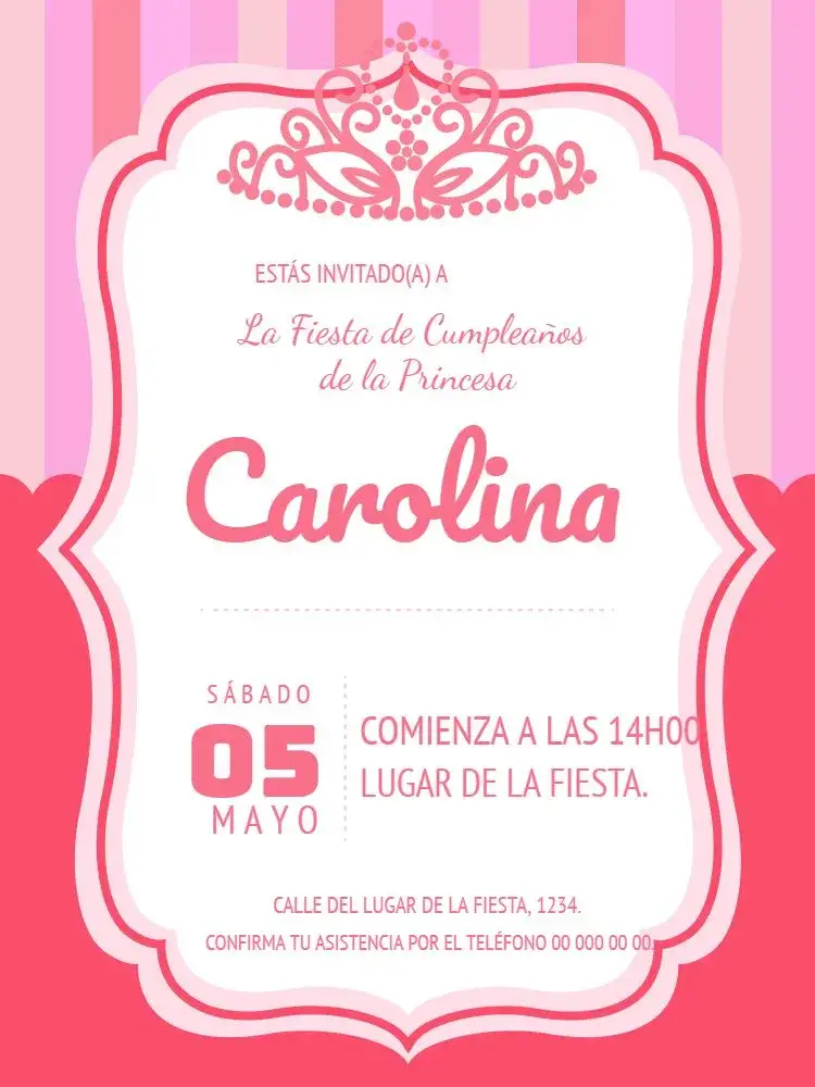 Invitación Princesa Niña