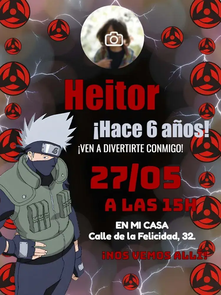 Invitación Kakashi Con Foto Online