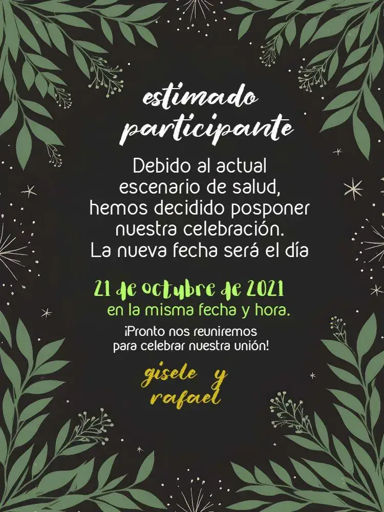 Invitación Comunicado Para Boda Follaje