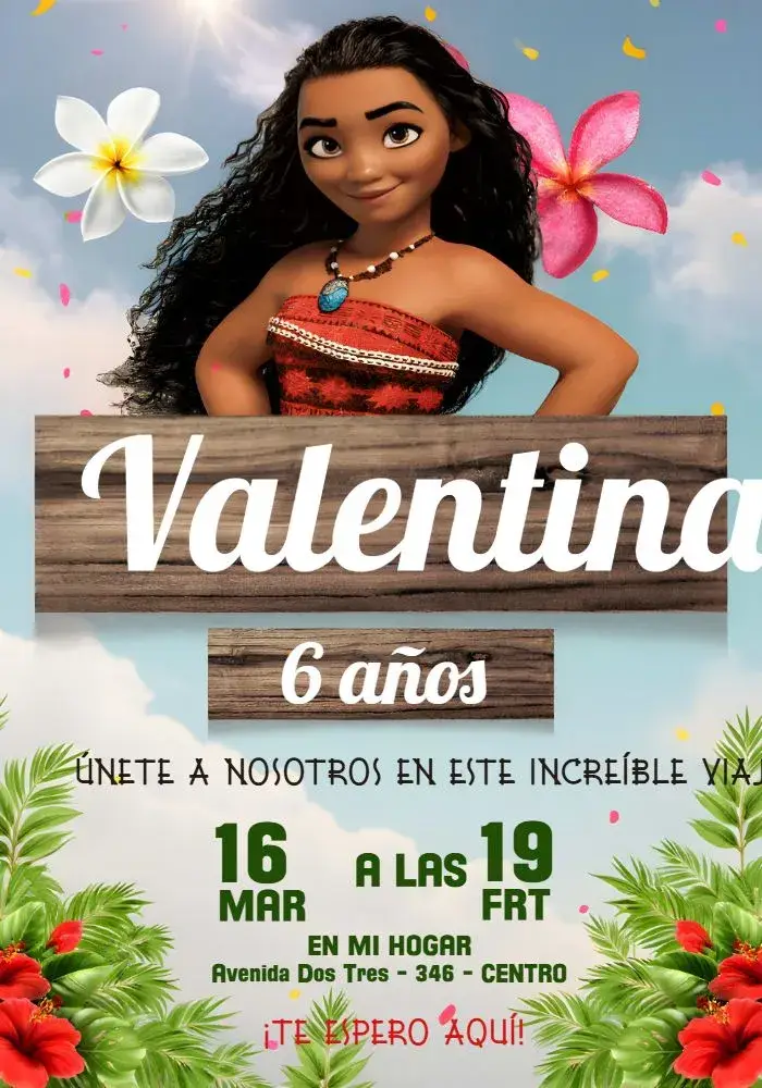 Invitación Moana Disney