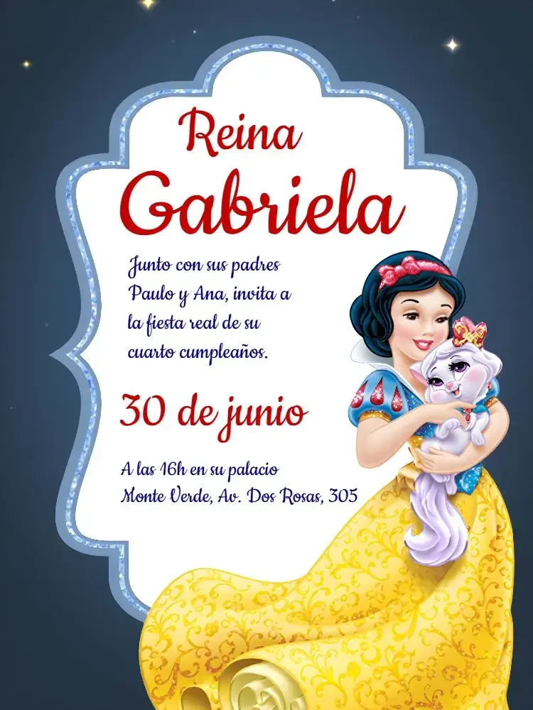 Invitación Blanca Nieves Azul