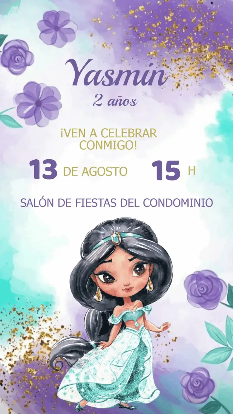 Invitación Cumpleaños Princesa Jasmine