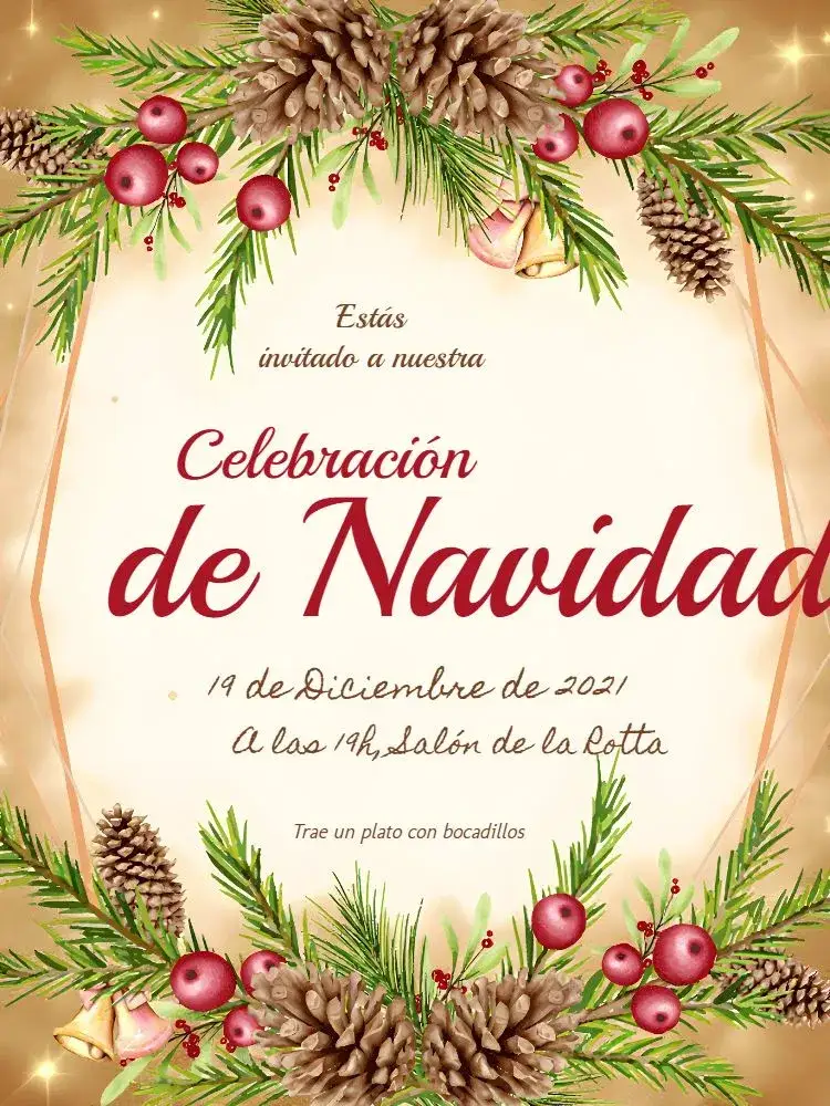 Invitación Celebración de Navidad Verde – tema Fechas Conmemorativas verde, marrón, nude, naturaleza, festivo, rústico