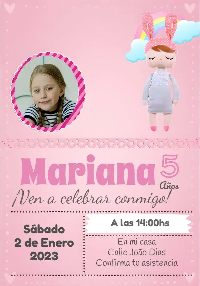 Invitación Metoo Boneca Con Foto Editar