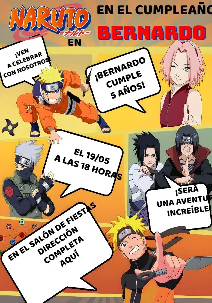 Invitación Naruto Rojo