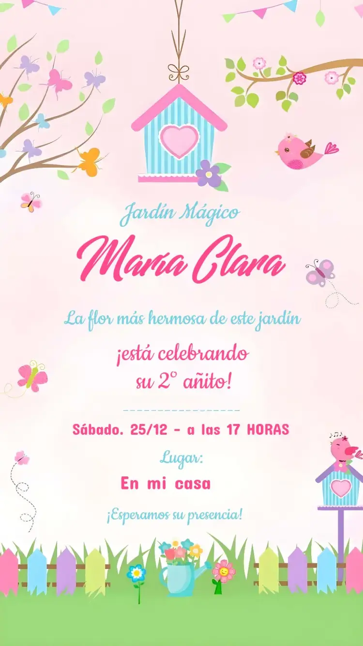 Invitación Jardín Encantado Rosa