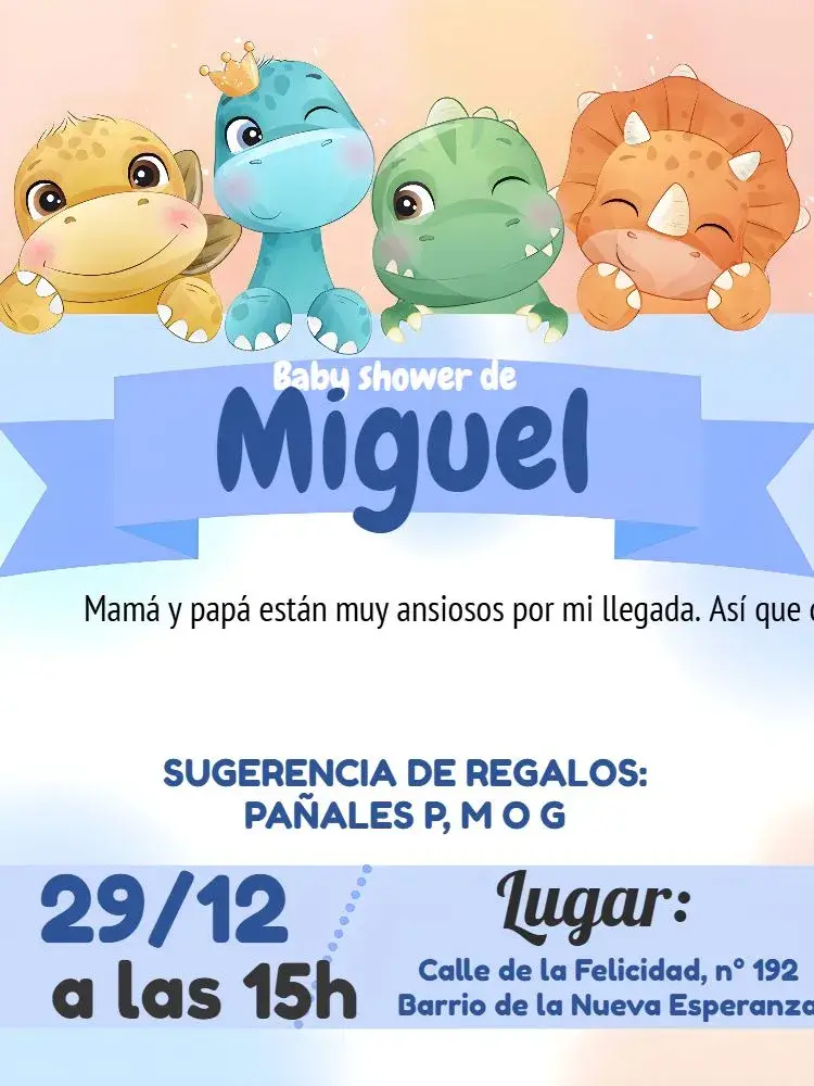 Invitación Baby Shower Dinosaur Blue Invitation