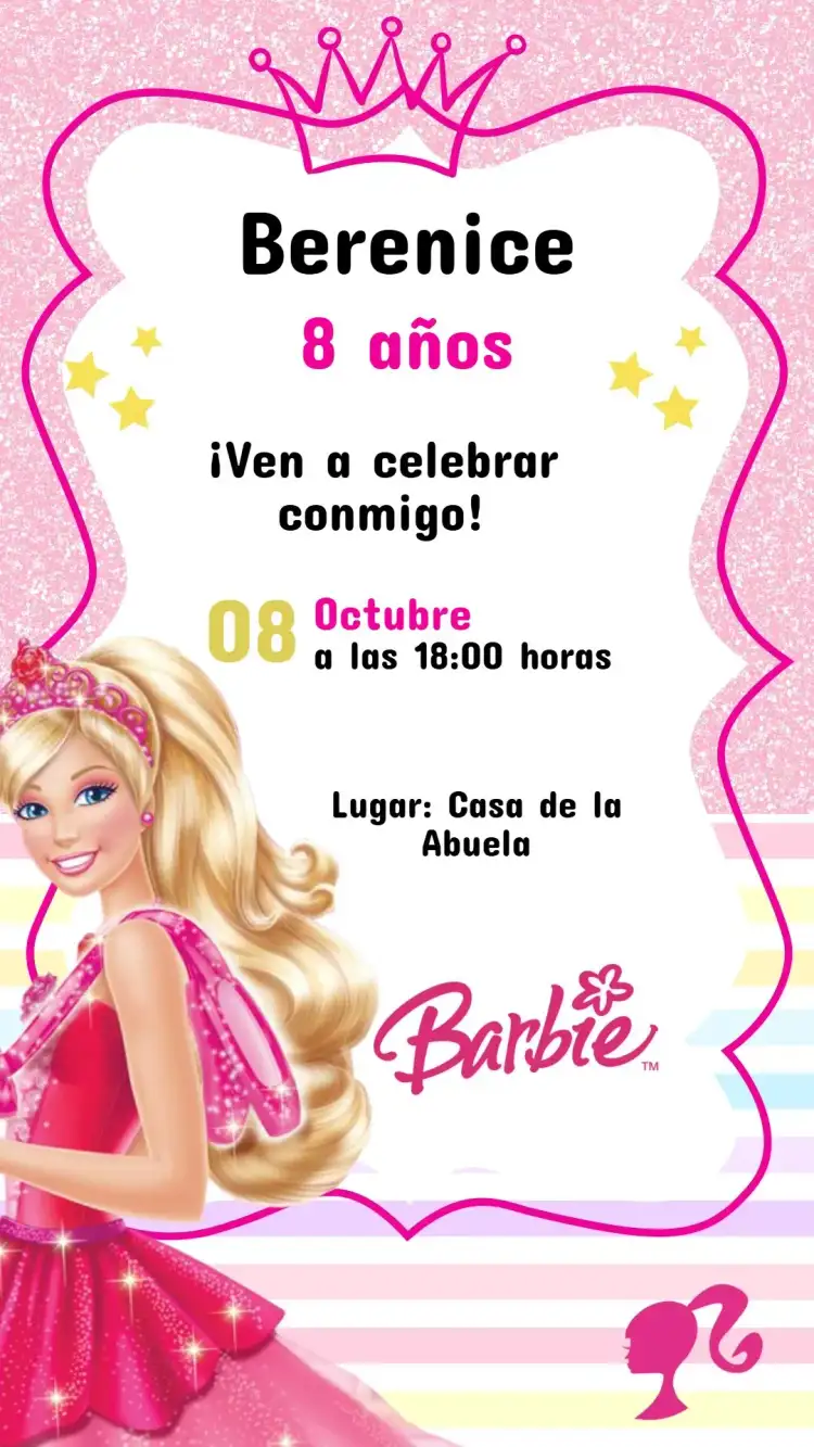 Invitación Digital Barbie Mundo de Ensueño - Fiesta Infantil